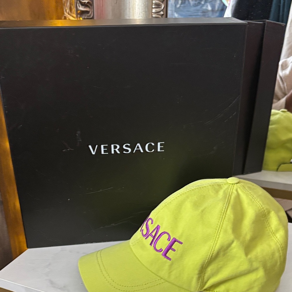 Versace Neon Green Cap with Purple Embroidery - Picture 2 of 5